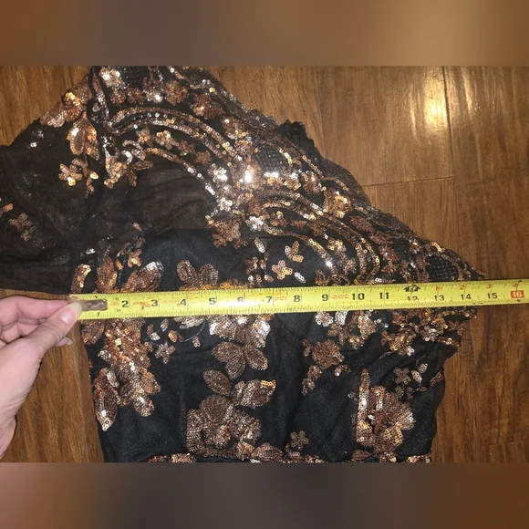 Fashion Nova All Nighter Long Sleeve Sequin Gown With High Thigh Split Small - Picture 6 of 12